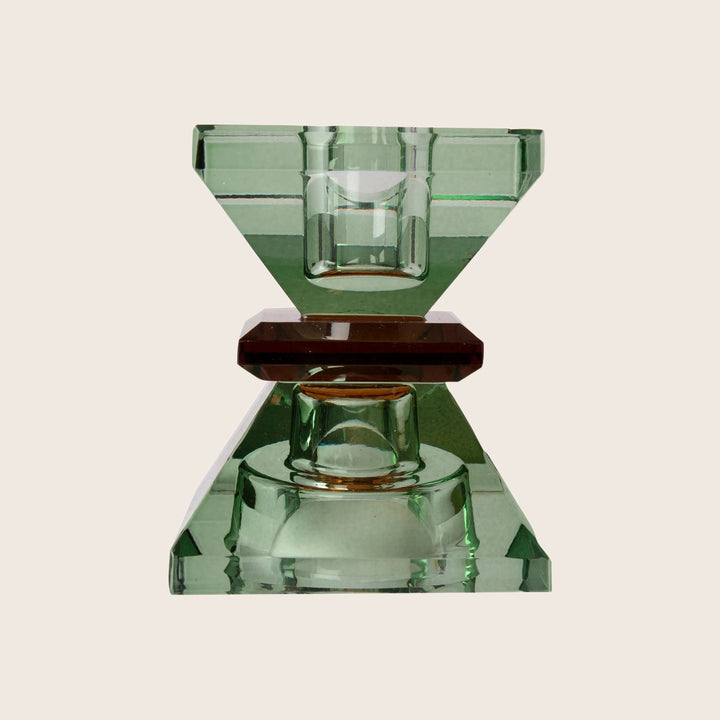 Mirror Crystal Candle Holder Olive/Suede