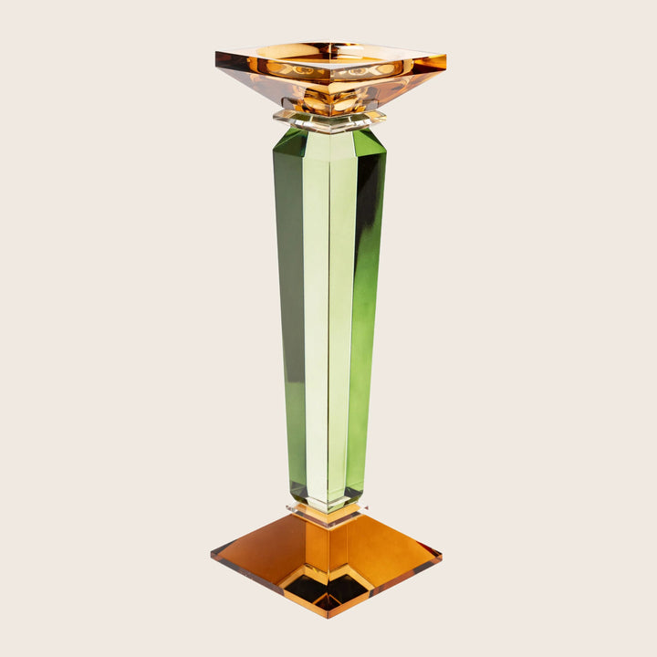 Tall Column Ornamental Crystal Candle Holder Suede/Olive/Suede