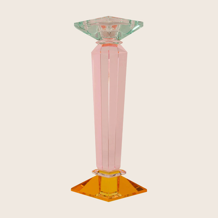 Tall Column Ornamental Crystal Candle Holder