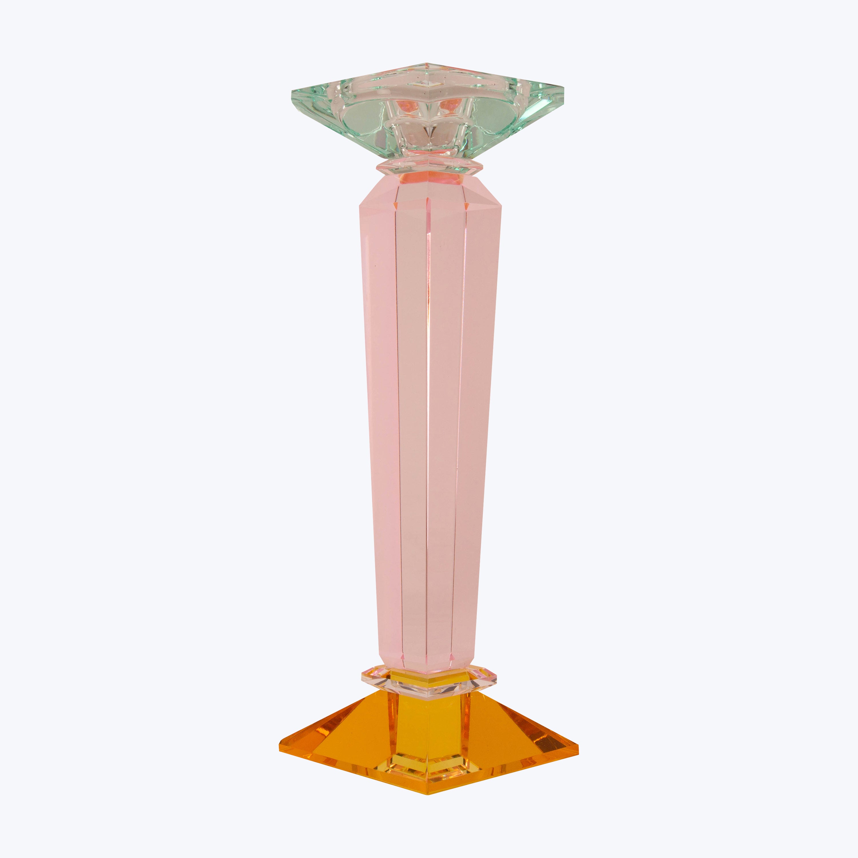 Tall Column Ornamental Crystal Candle Holder