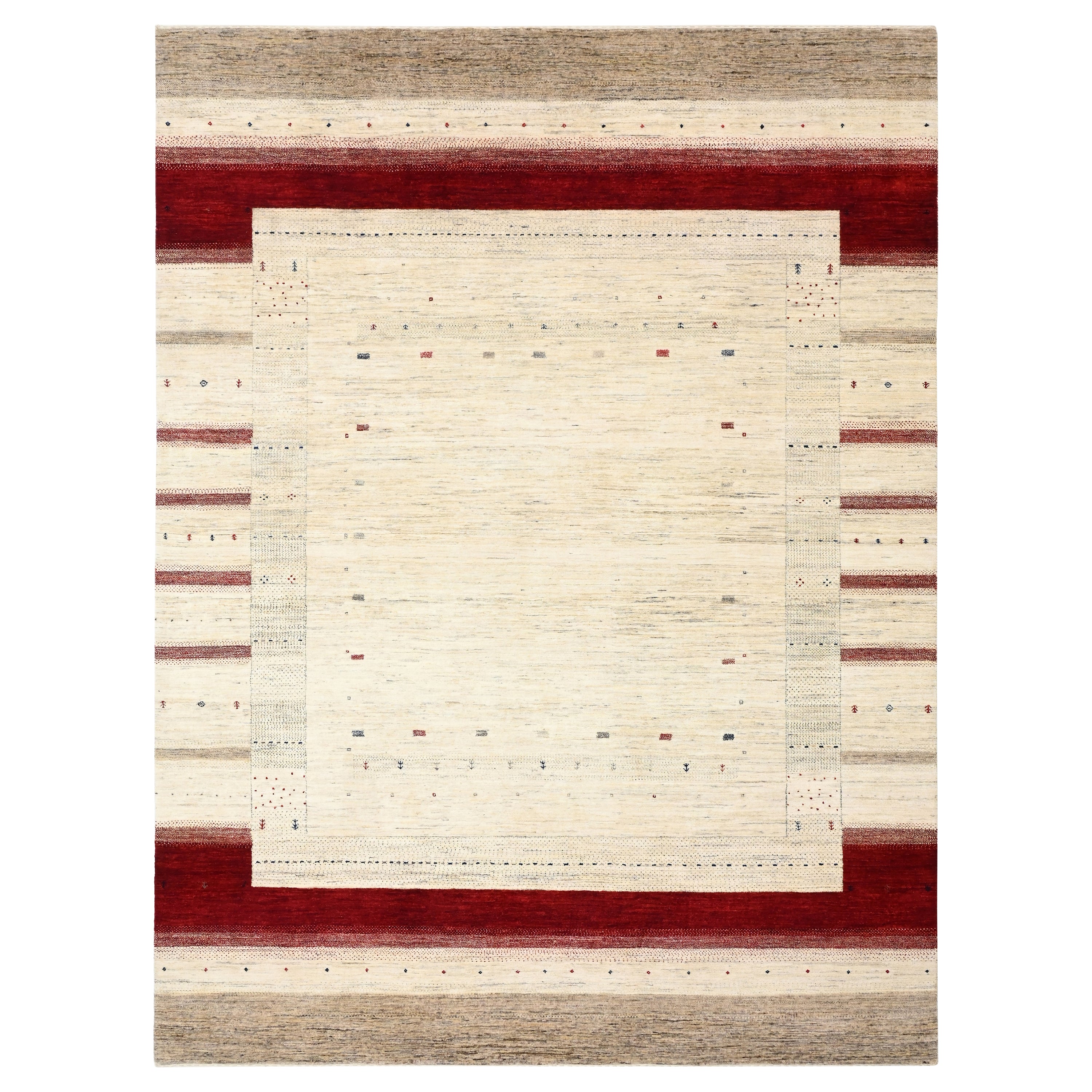 Natural & Red Traditional Gabbeh Wool Rug 8'4" x 11'3"