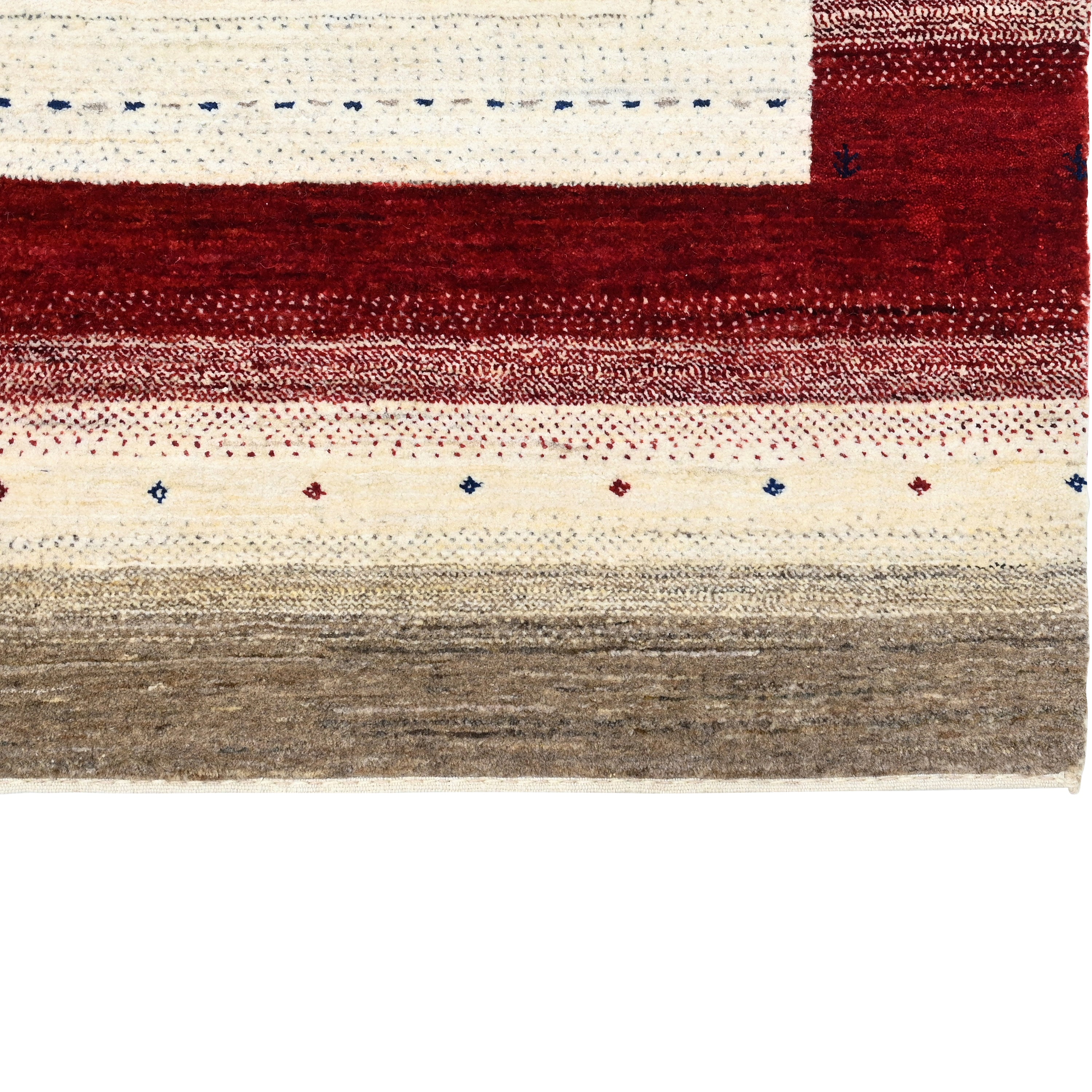 Natural & Red Traditional Gabbeh Wool Rug 4'10" x 6'10"