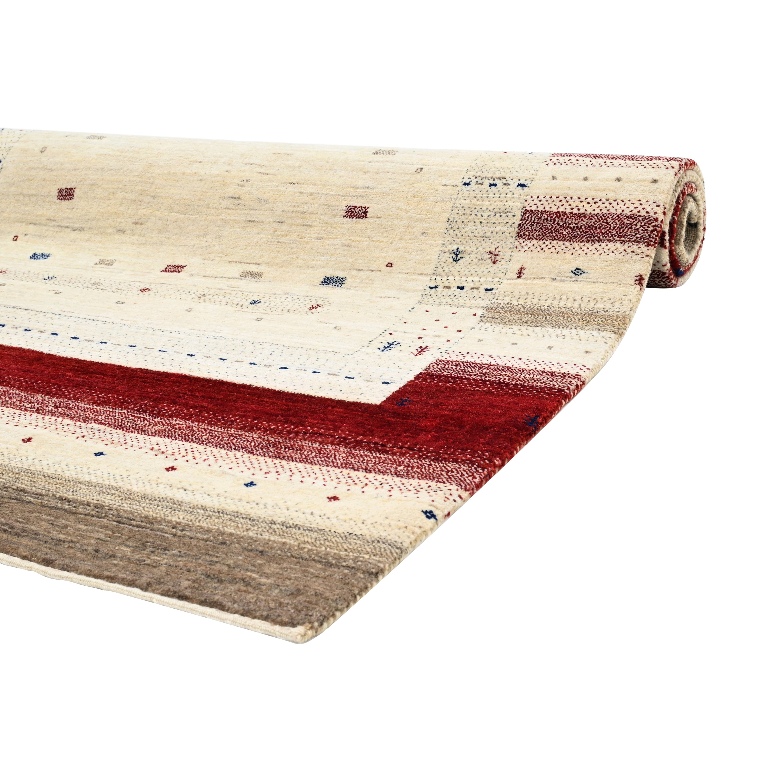 Natural & Red Traditional Gabbeh Wool Rug 4'10" x 6'10"