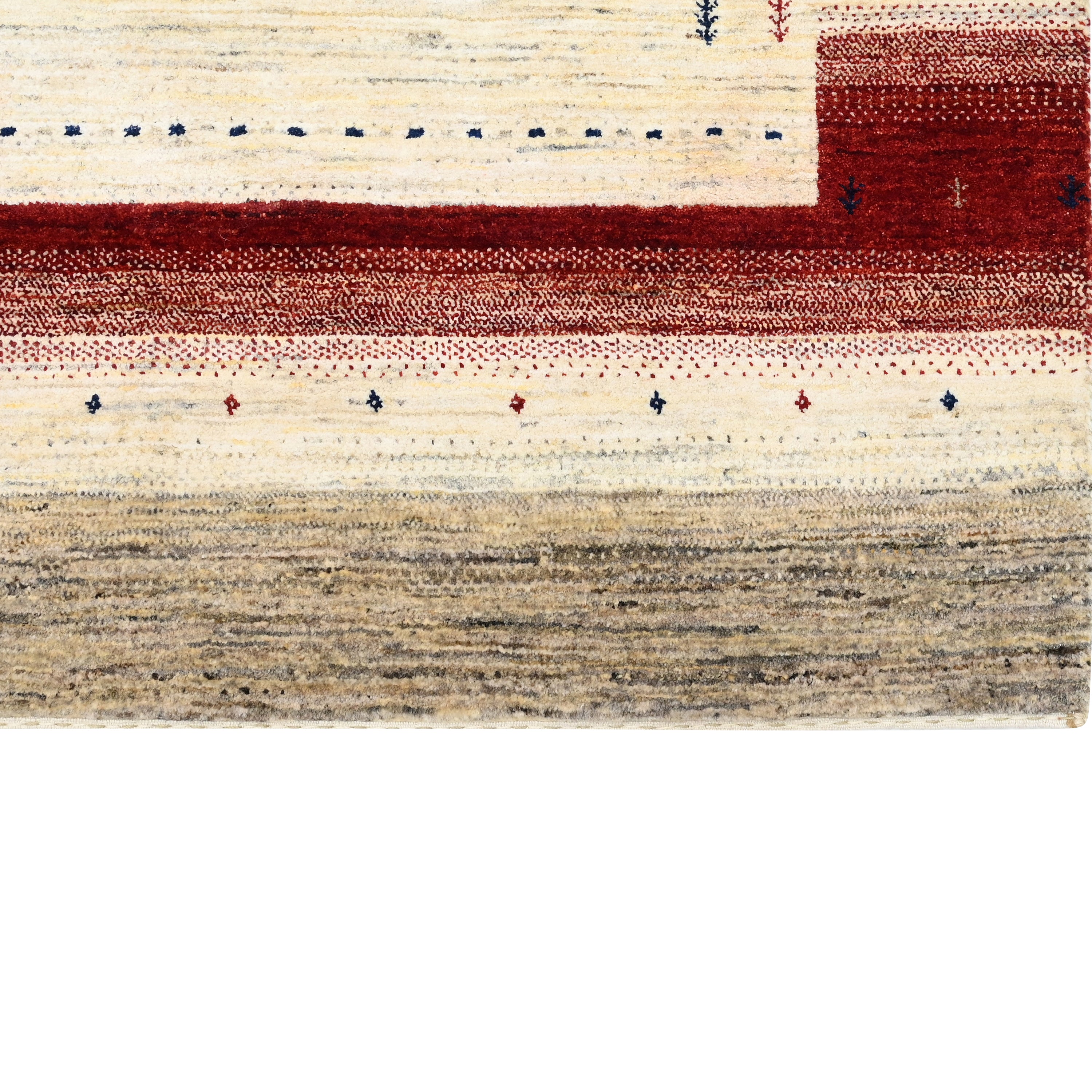 Natural & Red Traditional Gabbeh Wool Rug 4'10" x 6'9"