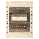 Ivory & Navy Traditional Gabbeh Wool Rug 5'9" x 7'10"