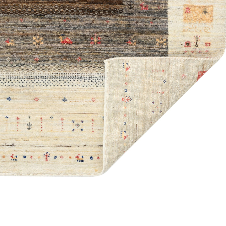 Ivory & Navy Traditional Gabbeh Wool Rug 5'9" x 7'10"