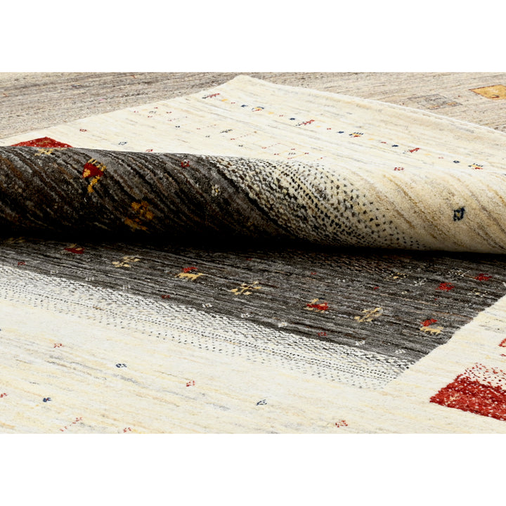 Ivory & Navy Traditional Gabbeh Wool Rug 8' x 11'5"