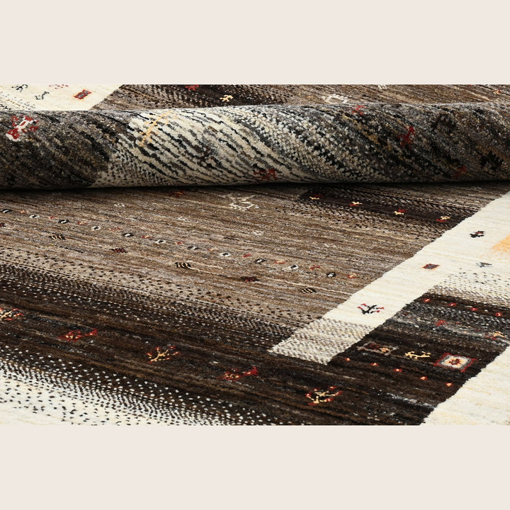 Brown Traditional Gabbeh Wool Rug - 8'7" x 12'