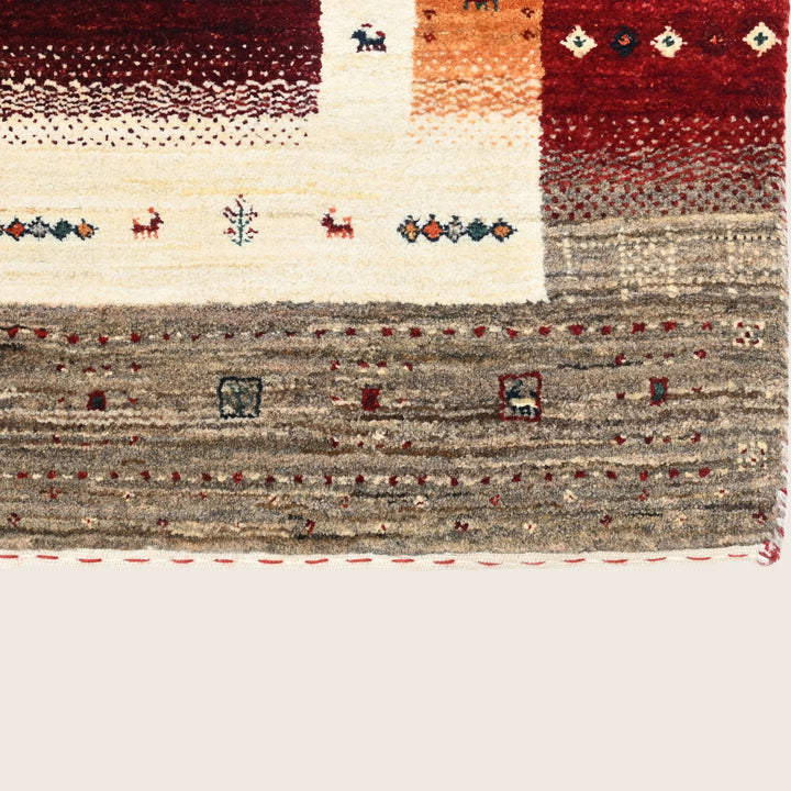 Brown Traditional Gabbeh Wool Rug 4'1" x 6'