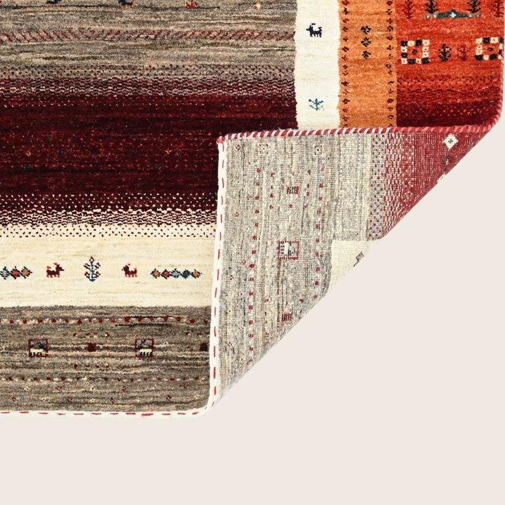 Brown Traditional Gabbeh Wool Rug 4'1" x 6'
