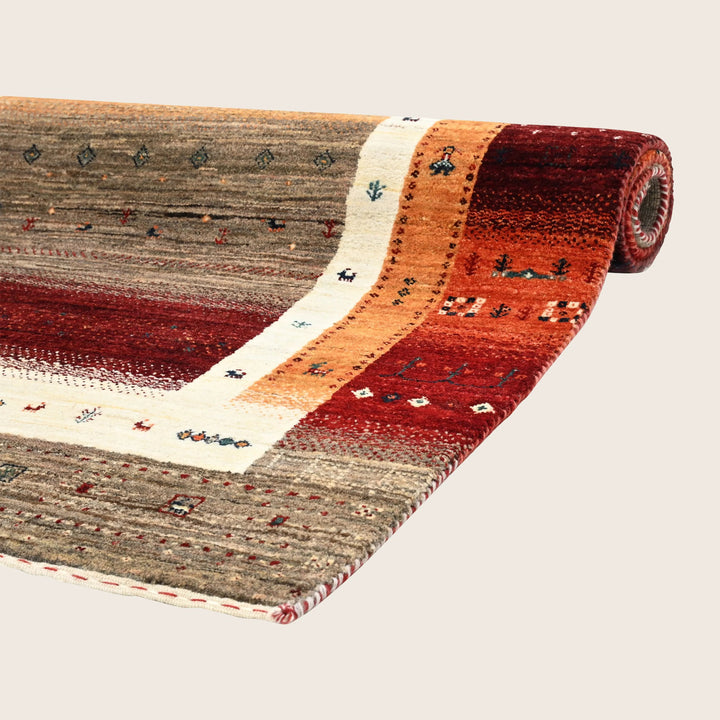 Brown Traditional Gabbeh Wool Rug 4'1" x 6'
