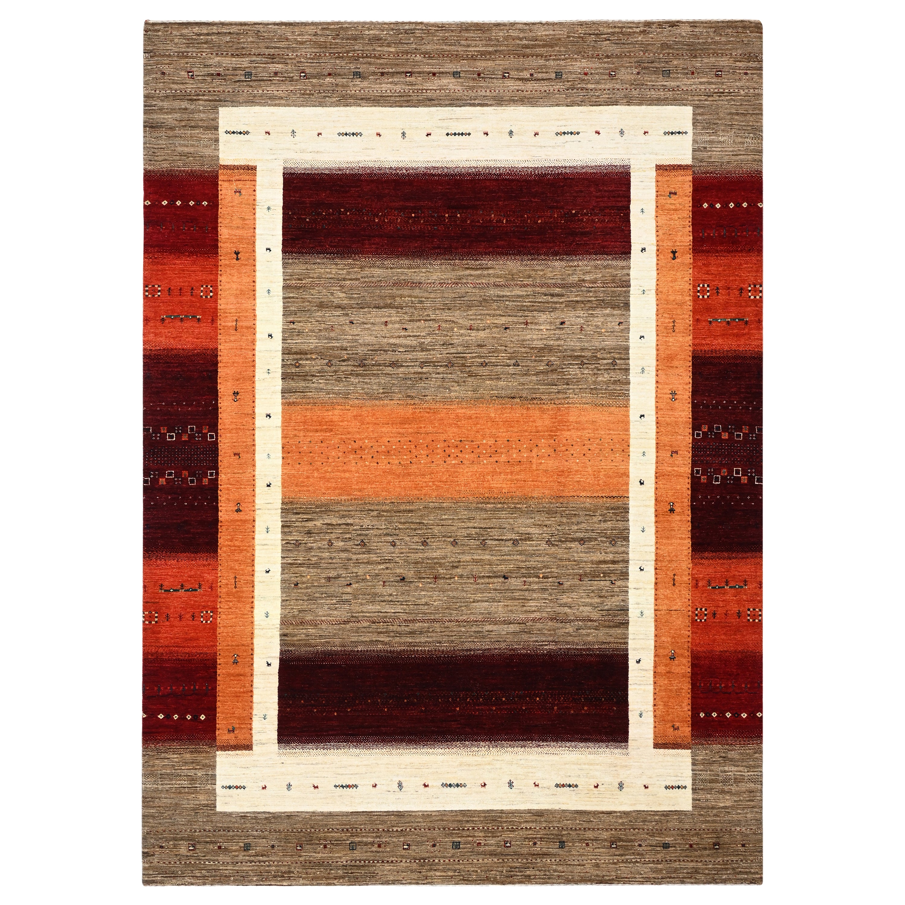 Brown Traditional Gabbeh Wool Rug 8'3" x 11'9"