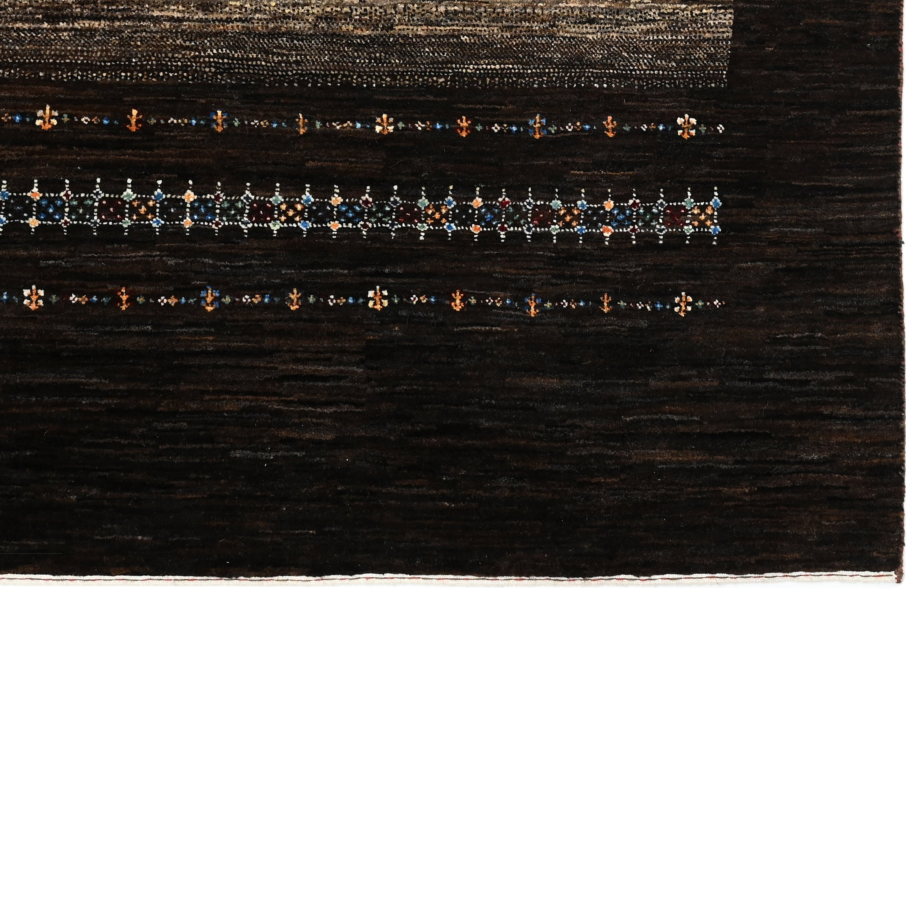 Black Traditional Gabbeh Wool Rug - 8'7" x 12'