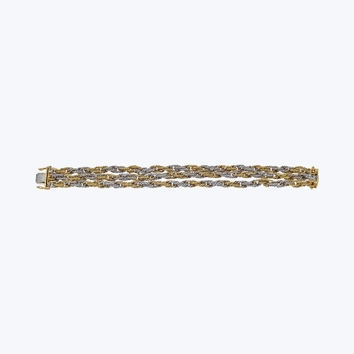 Italian 1970s 18KYG 18KWG Rope Bracelet