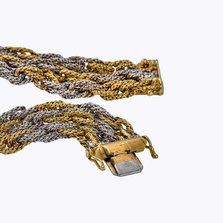 Italian 1970s 18KYG 18KWG Rope Bracelet