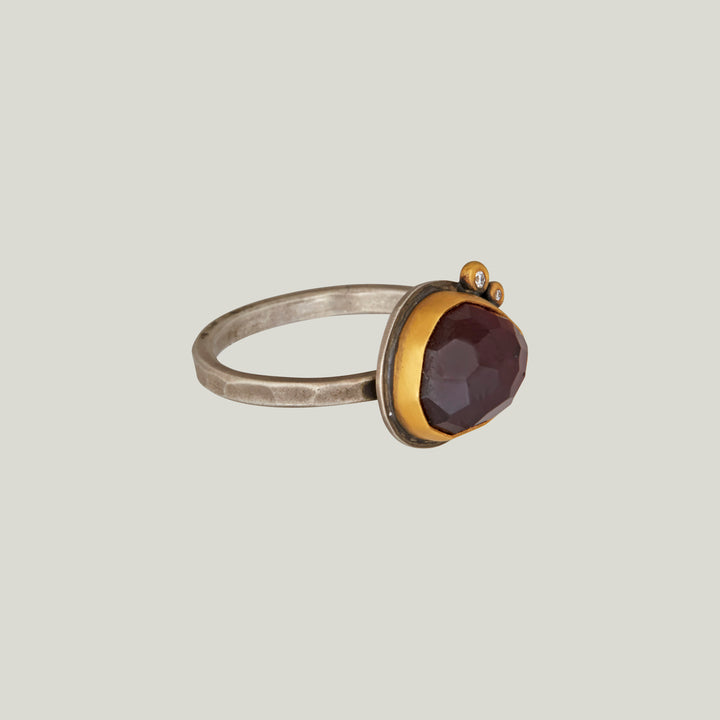 Rosecut Rhodolite Garnet Ring