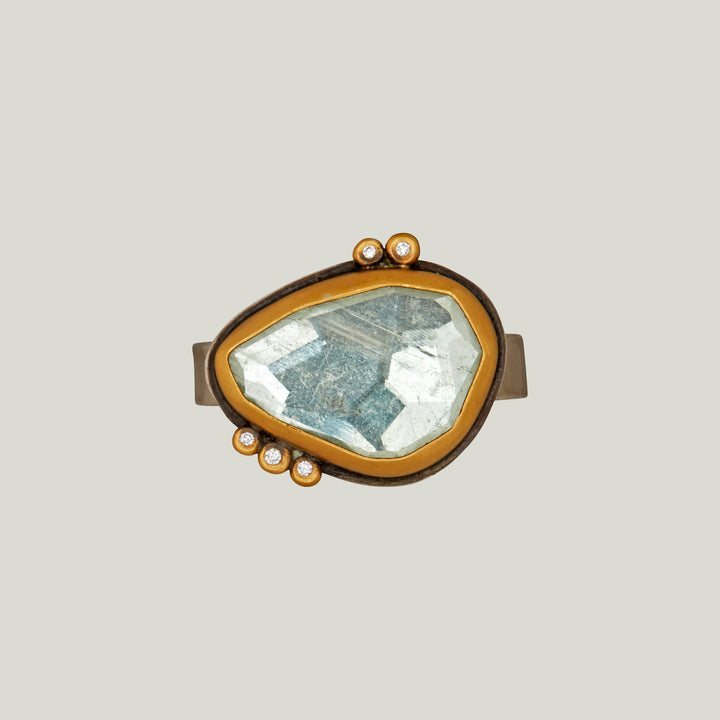 Rosecut Aquamarine Ring