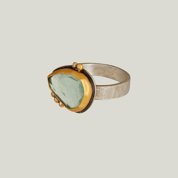 Rosecut Aquamarine Ring