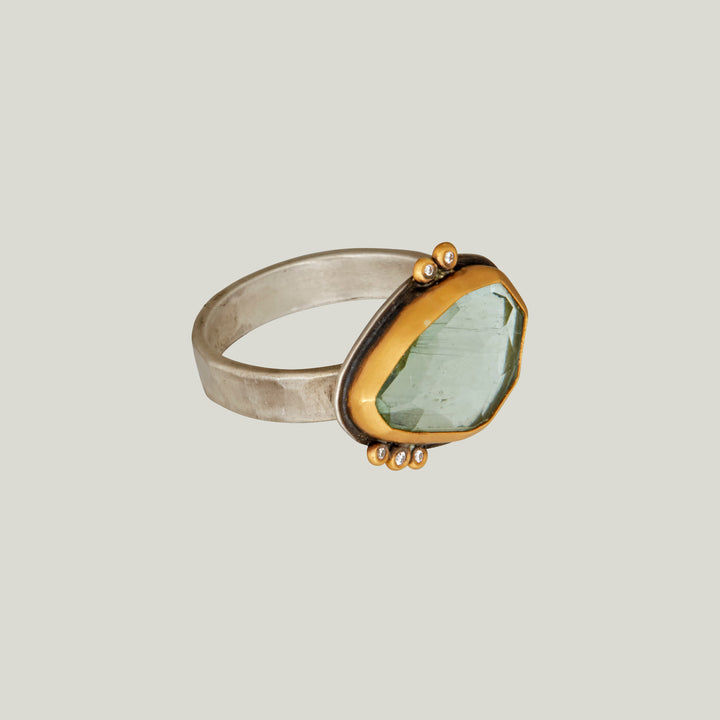 Rosecut Aquamarine Ring