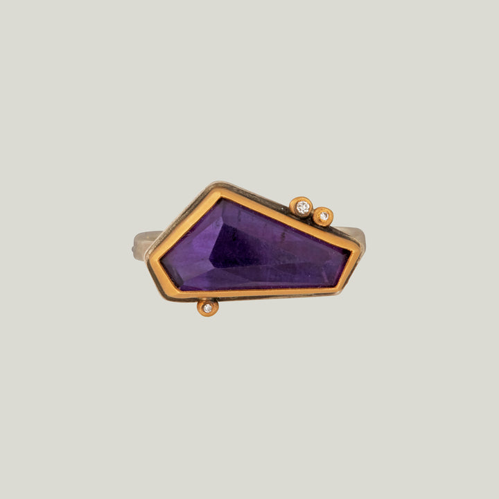 Rosecut Geometric Amethyst Ring