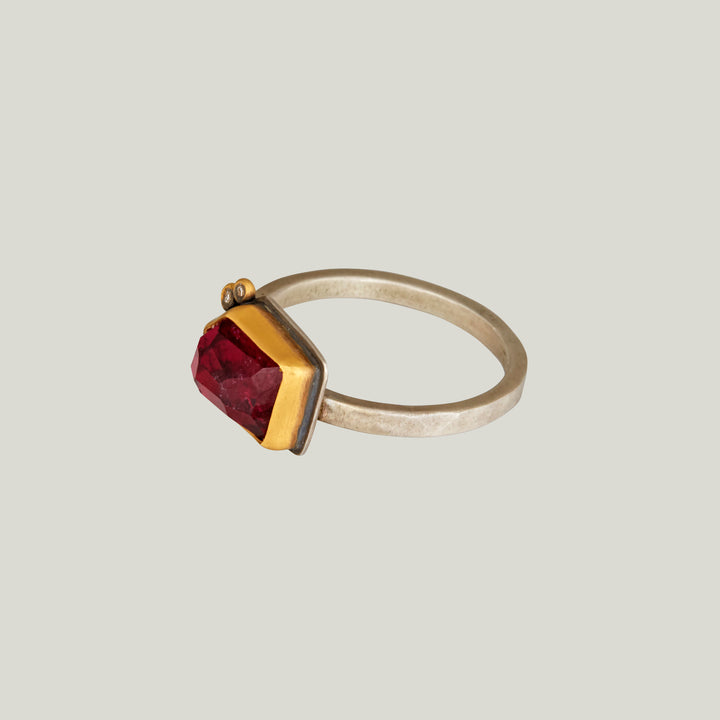 Rosecut Geometric Pink Tourmaline Ring