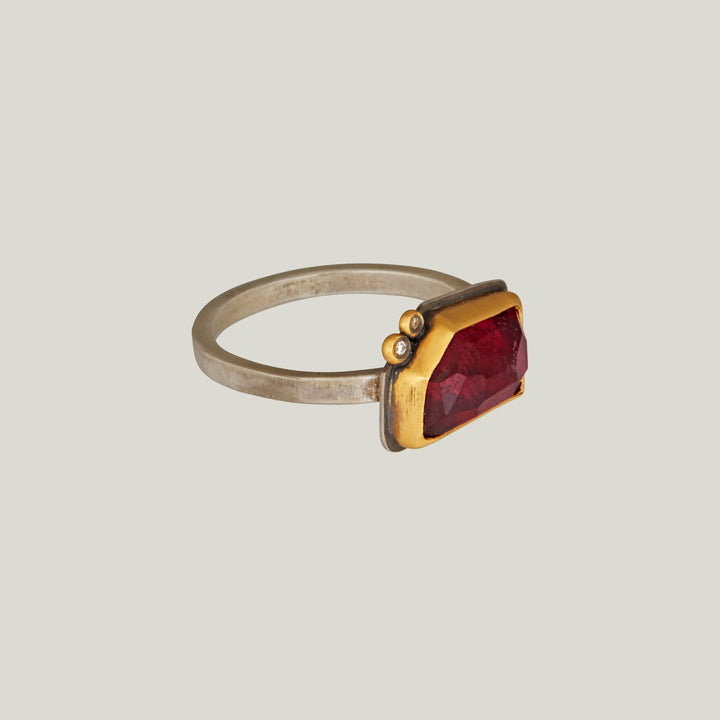 Rosecut Geometric Pink Tourmaline Ring