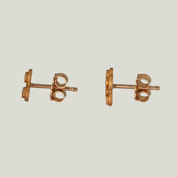 22k Yellow Gold Raised Dot Diamond Charm Stud Earrings