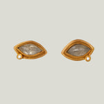 22k Yellow Gold Marquise Gray Diamond Stud Earrings