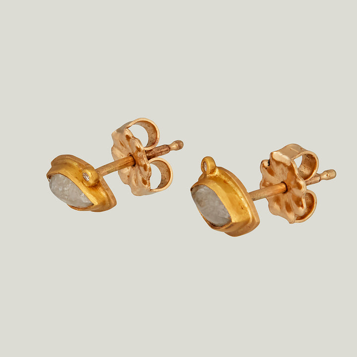 22k Yellow Gold Marquise Gray Diamond Stud Earrings