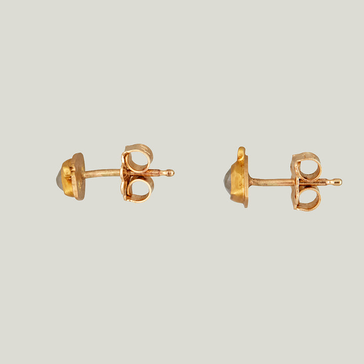 22k Yellow Gold Marquise Gray Diamond Stud Earrings