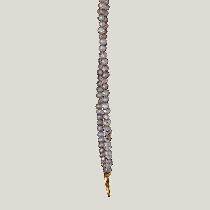 22K Yellow Gold Trio Charm Champagne Zircon Beaded Necklace