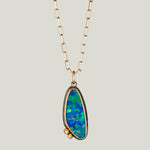 22K Yellow Gold Australian Opal and Diamond Pendant Necklace