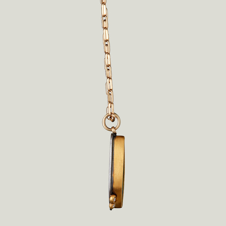22K Yellow Gold Australian Opal and Diamond Pendant Necklace