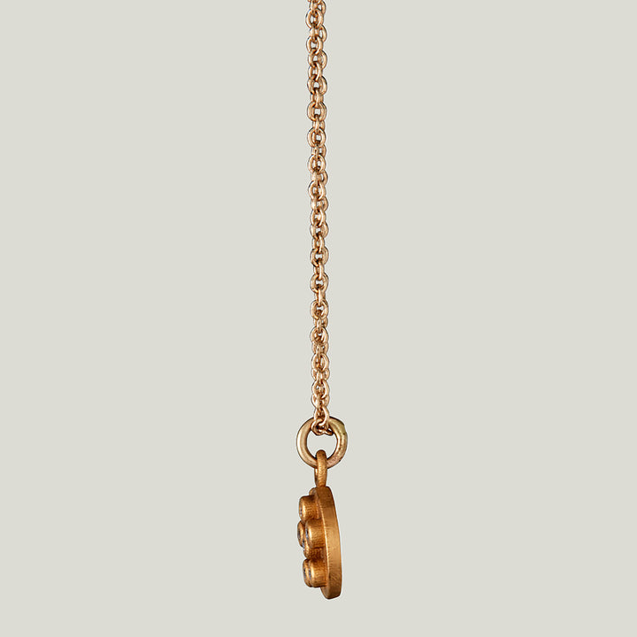 22K Yellow Gold Diamond Flower Charm Necklace by Ananda Khalsa