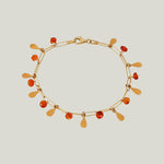 14K Yellow Gold Carnelian Drop Fringe Bracelet
