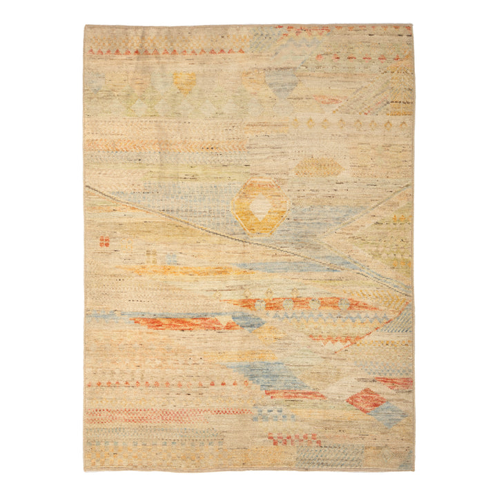 Modern Zameen Kahistani Wool Rug - 5'1" x 6'9"
