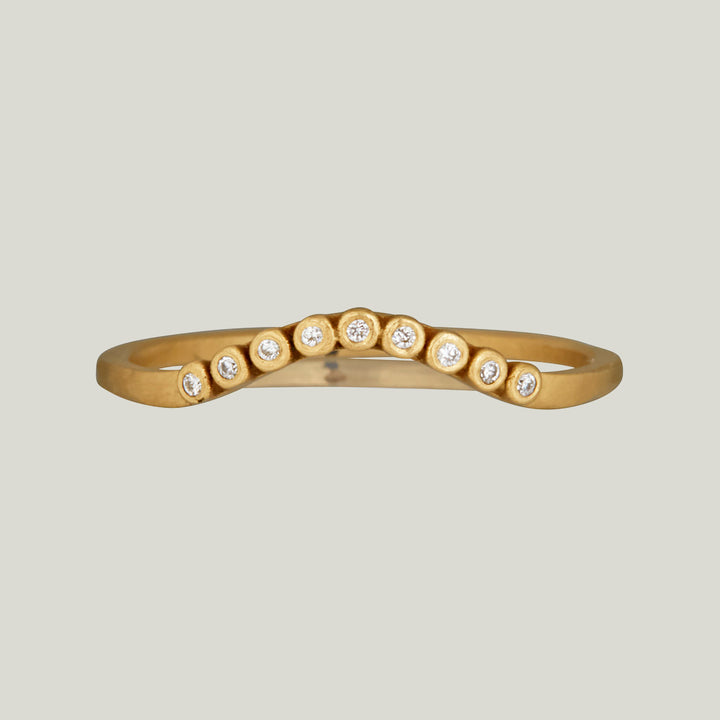 18K Yellow Gold Curved Diamond Band