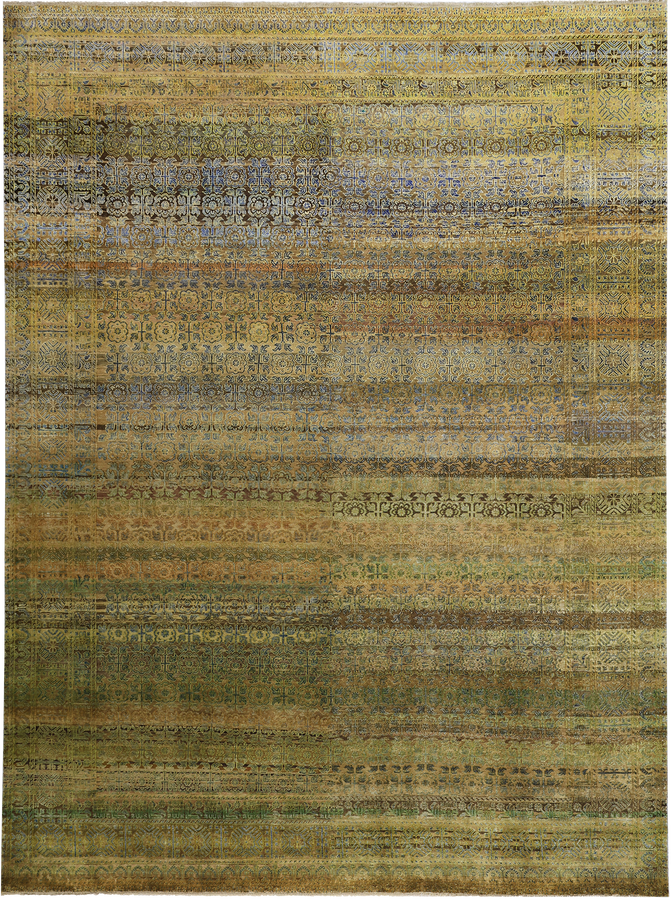 Yellow Alchemy Traditional Silk Wool Blend Rug - 8'11