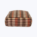 Vintage Plaid Grain Sack Square Pouf, Brown + Orange