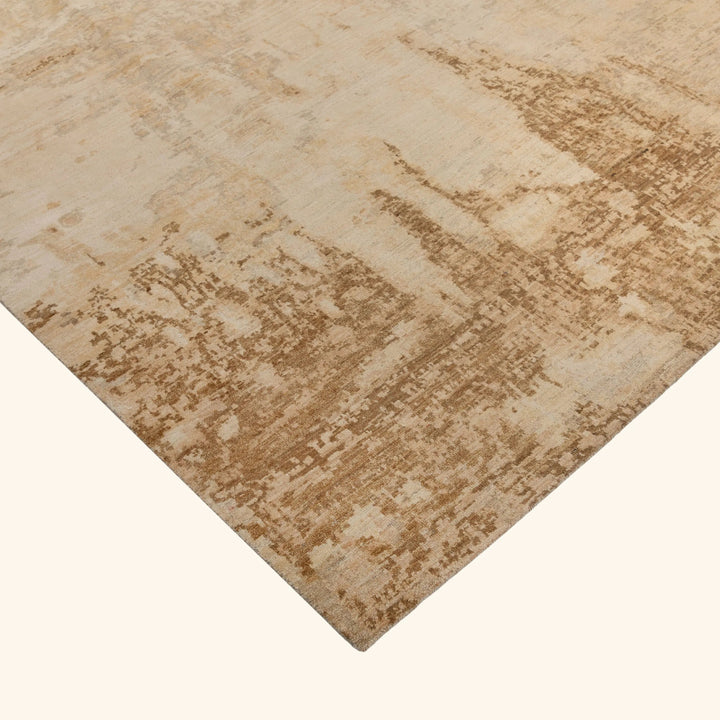 Ivory Camel Contemporary Silk Wool Blend Rug - 9' x 12'