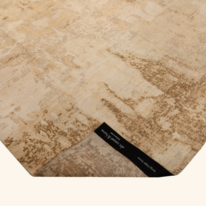Ivory Camel Contemporary Silk Wool Blend Rug - 9' x 12'