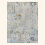 Blue Multicolored Contemporary Silk Wool Blend Rug