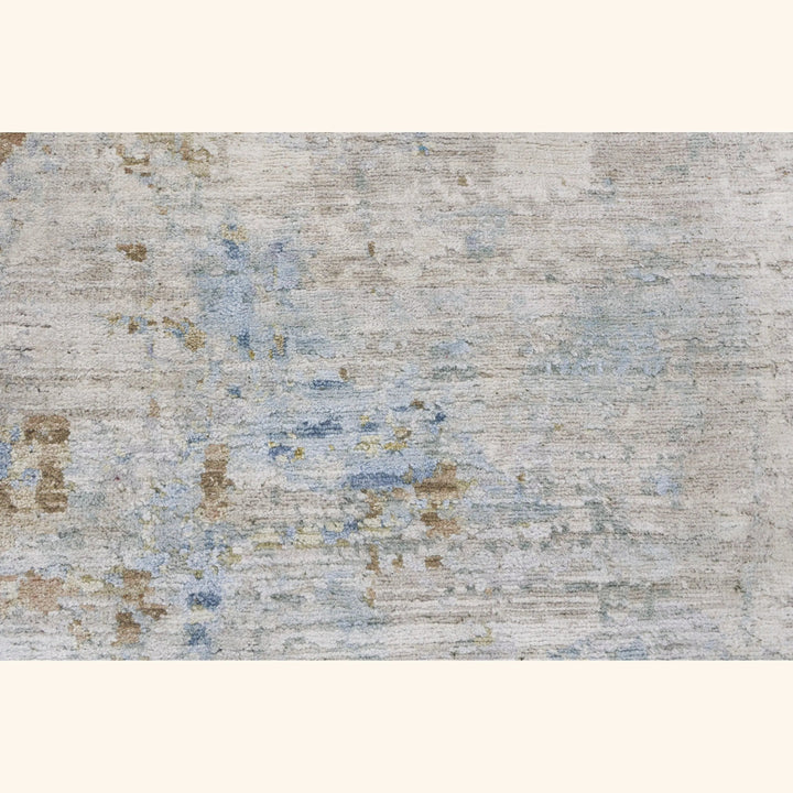 Blue Multicolored Contemporary Silk Wool Blend Rug