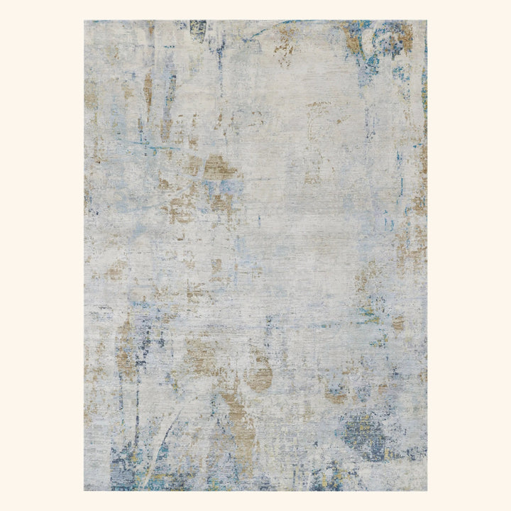 Blue Multicolored Contemporary Silk Wool Blend Rug