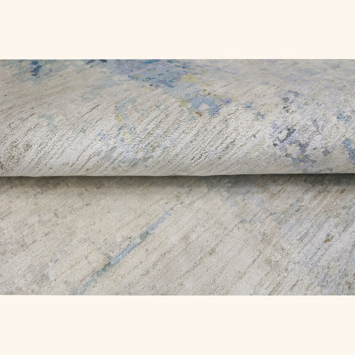 Blue Multicolored Contemporary Silk Wool Blend Rug