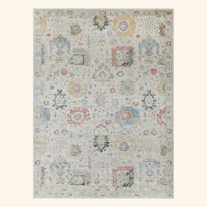 Multicolored Traditional Silk Wool Blend Rug - 10' x 14'