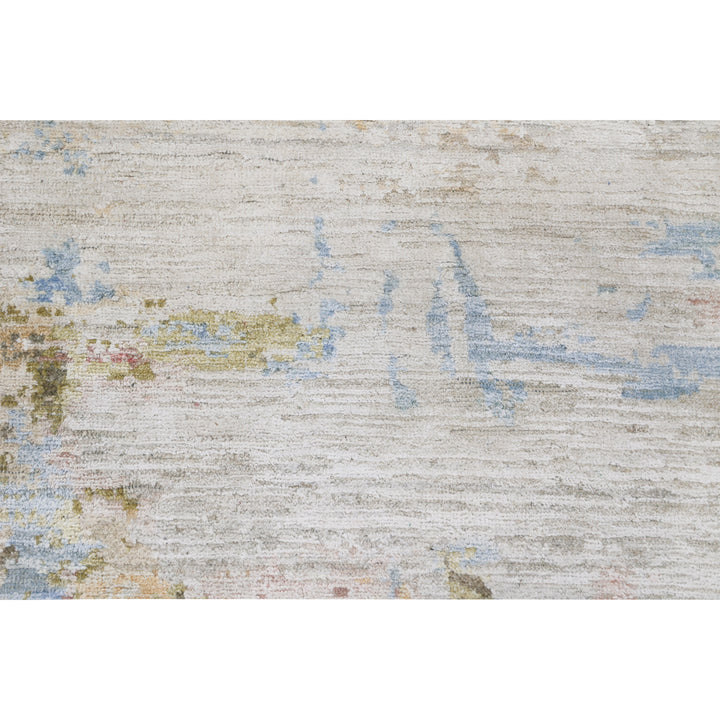 Multicolored Contemporary Silk Wool Blend Rug