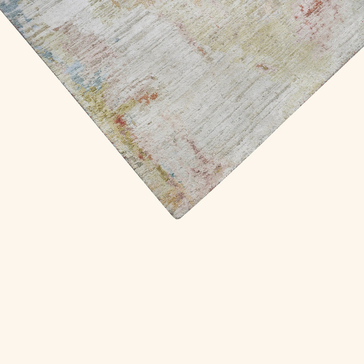 Multicolored Contemporary Silk Wool Blend Rug