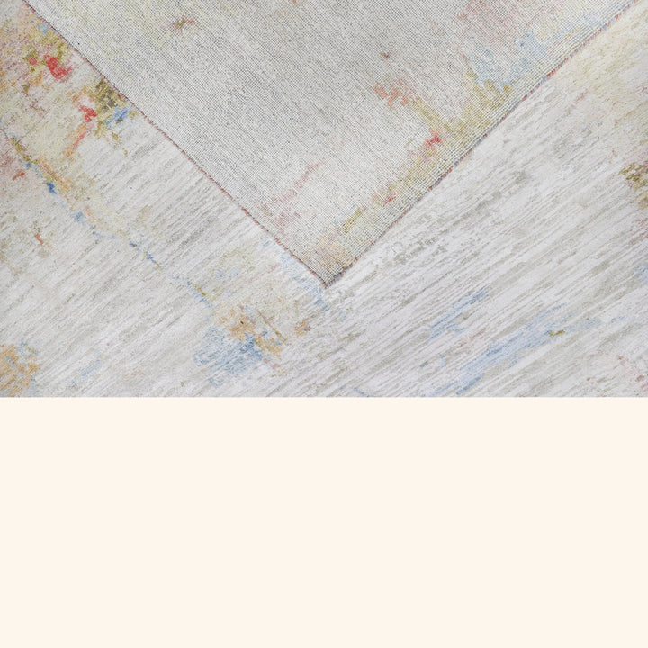 Multicolored Contemporary Silk Wool Blend Rug
