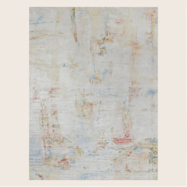 Multicolored Contemporary Silk Wool Blend Rug